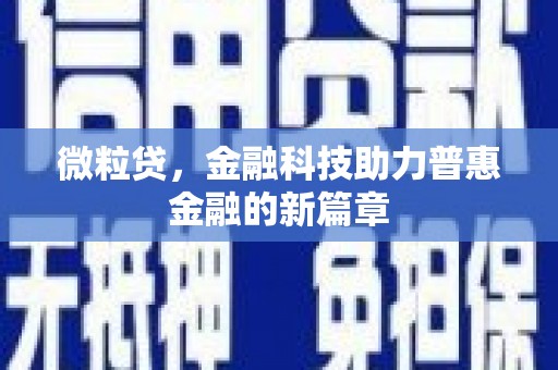 双城微粒贷，金融科技助力普惠金融的新篇章