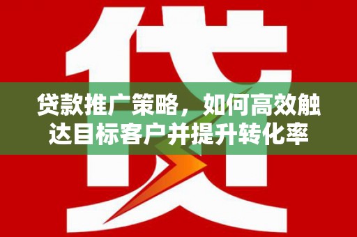 怀化贷款推广策略，如何高效触达目标客户并提升转化率