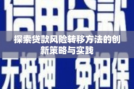 略阳探索贷款风险转移方法的创新策略与实践